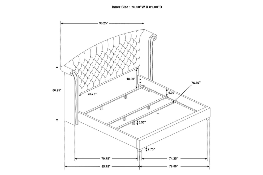 Juego de dormitorio Melody de 5 piezas Eastern King en azul Pacífico 223371KE-S5 