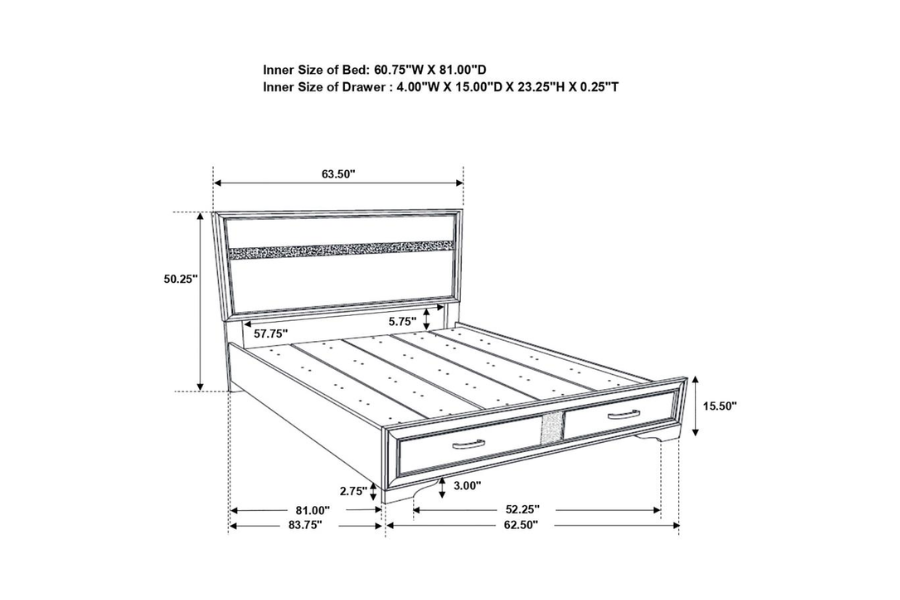 Juego de dormitorio de 5 piezas Miranda Queen en color blanco 205111Q-S5 