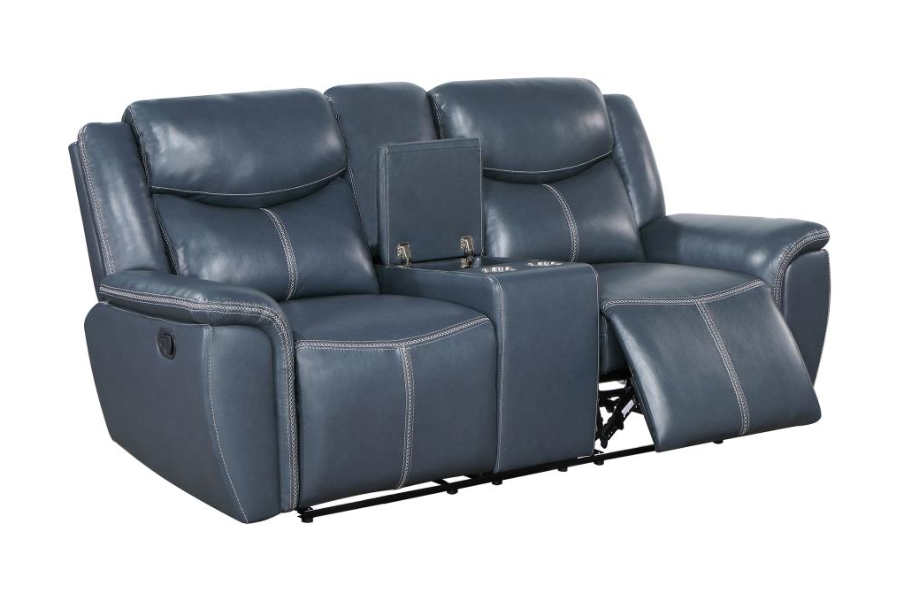 Sloane 2-piece Upholstered Reclining Sofa Set Blue 610271-S2