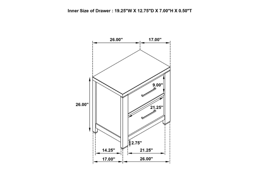 Kieran 2-drawer Nightstand Grey 224742