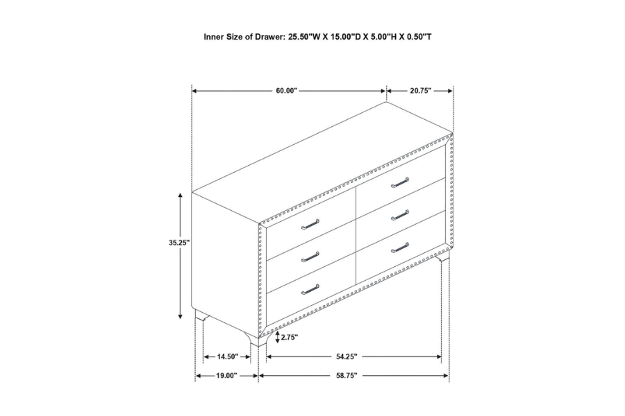 Juego de dormitorio Melody California King de 5 piezas gris 223381KW-S5 Próximamente 