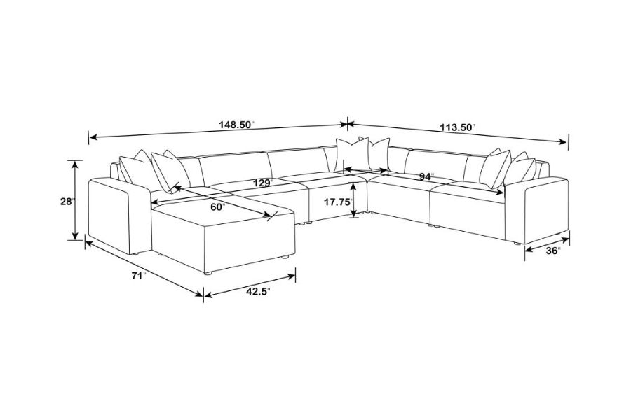 Freddie 7-piece Upholstered Modular Sectional Sofa Pearl