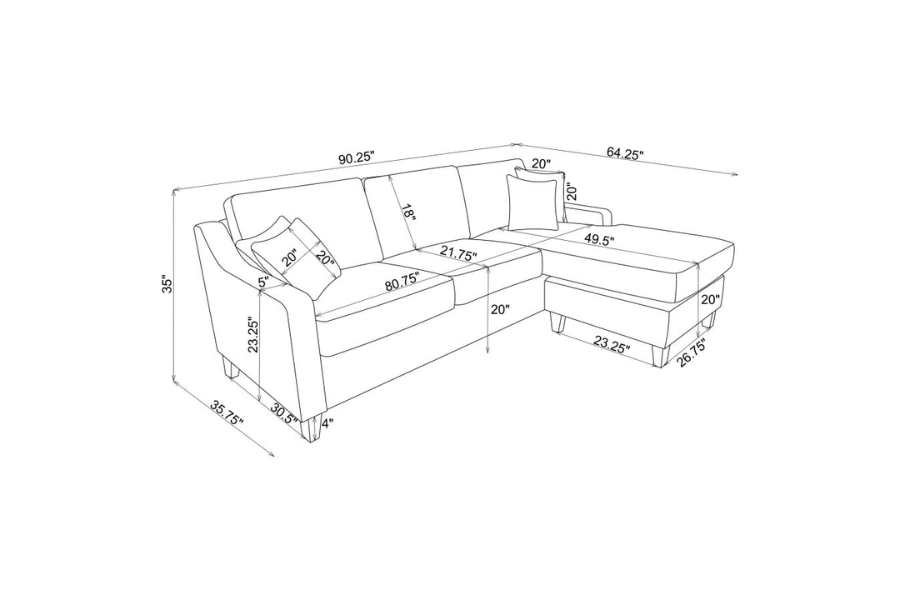 Mcloughlin Upholstered Sloped Arm Sectional Sofa Platinum 501840