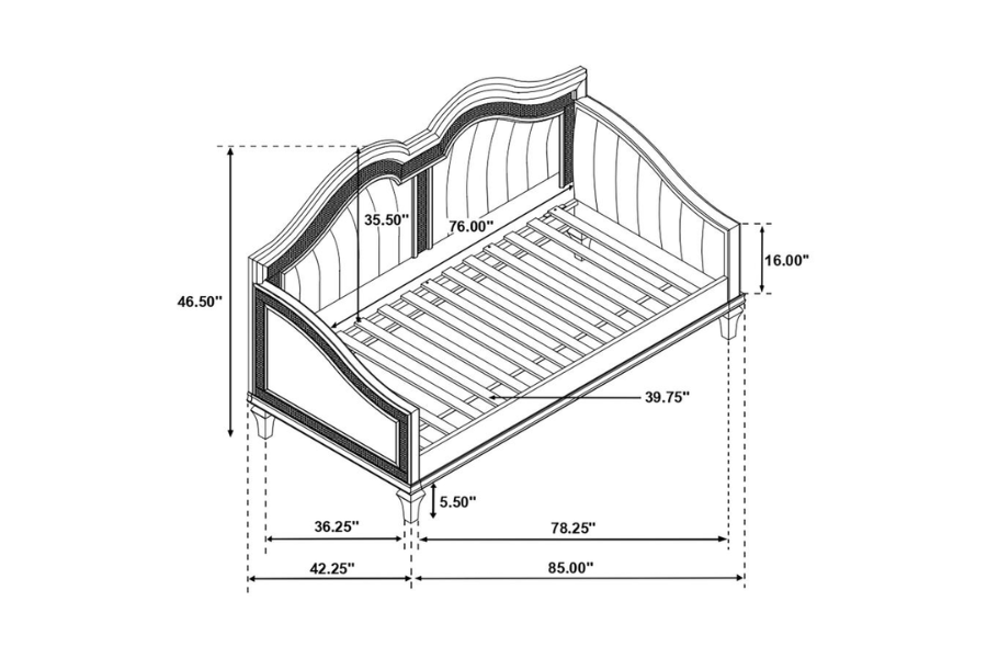 Evangeline Upholstered Twin Daybed Silver Oak 360121