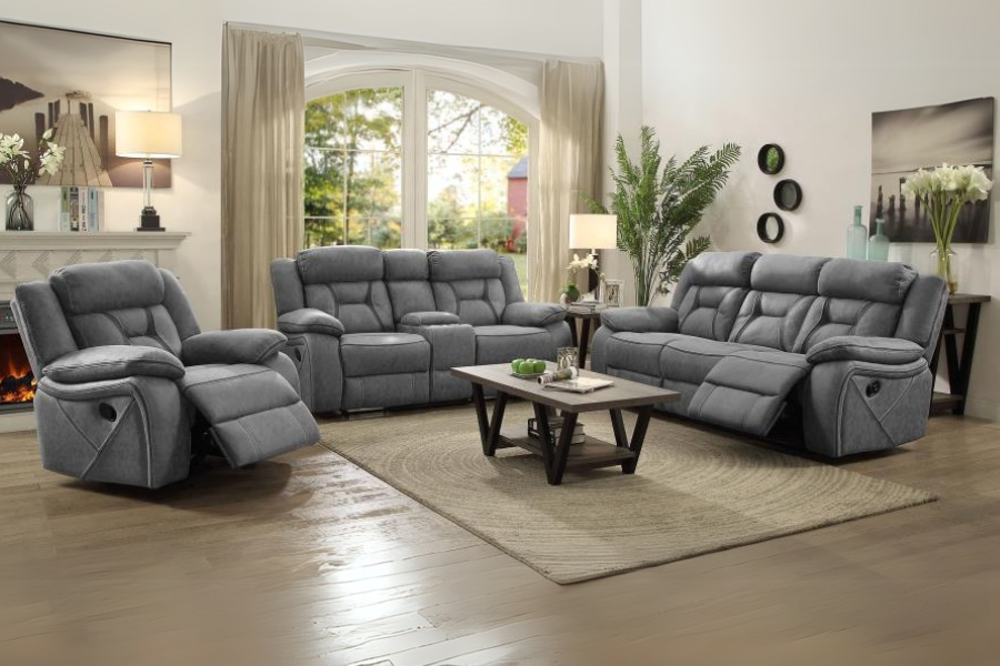 Higgins Upholstered Motion Reclining Loveseat Grey 602262