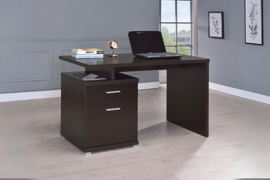 Irving 2-drawer Office Desk with Cabinet Cappuccino 800109