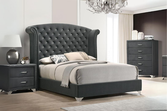 Melody Upholstered Queen Wingback Bed Grey 223381Q