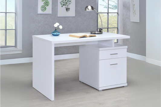 Irving 2-drawer Office Desk with Cabinet White 800110