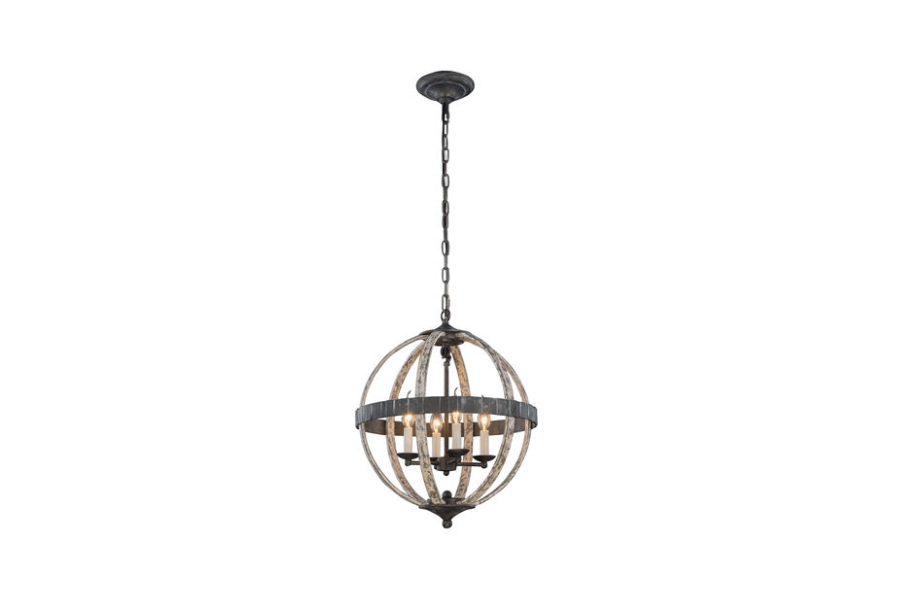 Orbus 4 Light 18 inch Ivory Wash and Steel Grey Pendant Ceiling Light, Urban Classic