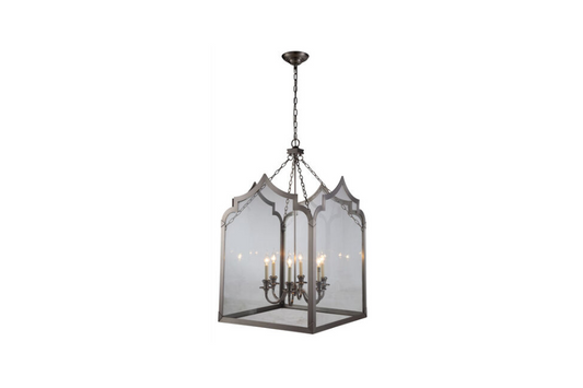 Newport 6 Light 26 inch Vintage Nickel Pendant Ceiling Light, Urban Classic