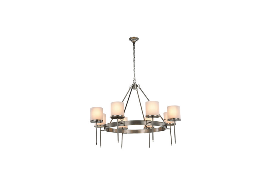 Bradford 8 Light 45 inch Vintage Nickel Pendant Ceiling Light, Urban Classic