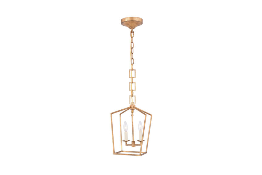 Denmark 2 Light 9.5 inch Golden Iron Pendant Ceiling Light, Urban Classic