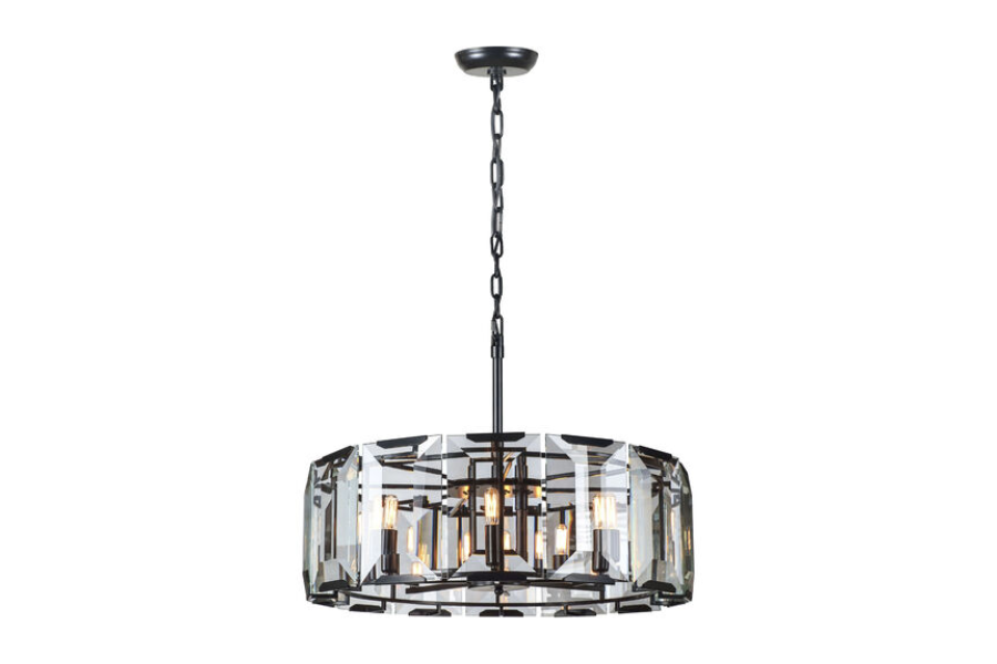 Monaco 8 Light 30 inch Flat Black Pendant Ceiling Light, Urban Classic