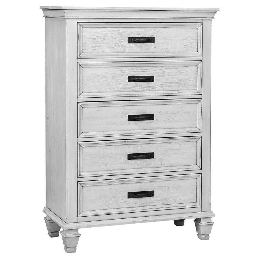 Franco 5-drawer Bedroom Chest Distressed White - 205335