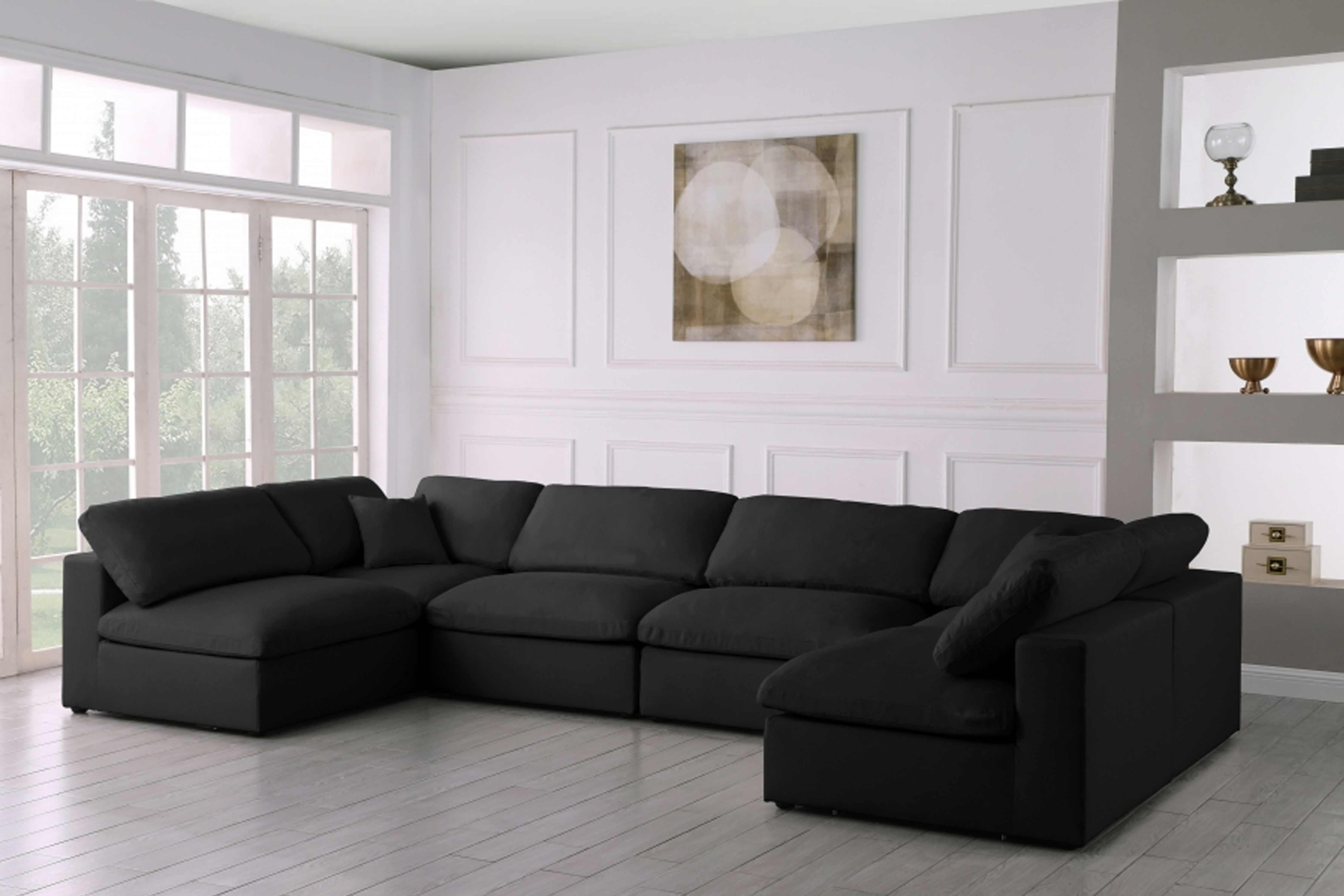 Meridian furniture serene grey linen store fabric deluxe cloud modular sectional